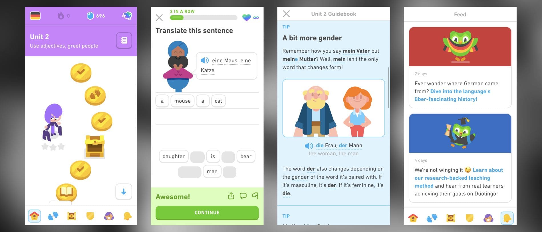 Learn languages with Duolingo app